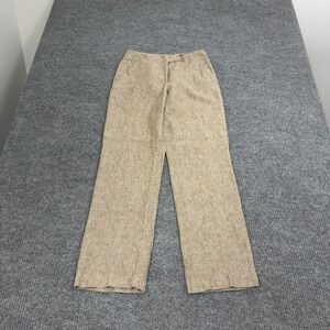 Kasper Pants Womens 4 Tan 100%‎ Linen Straight Leg Career Professional Classic